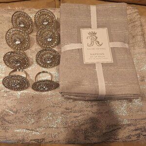 Holiday Silver Tablecloth & 12 matching Napkins -BNWOT